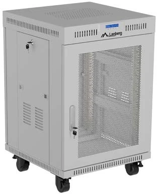 19" 15U 600 × 800 Pilkas FLOOR-STANDING RACK CABINET WITH PERFORATED DOOR AND LCD, LANBERG (FLAT PACK)