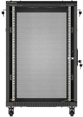 19" 18U 600 × 800 Juodas FLOOR-STANDING RACK CABINET WITH GLASS DOOR, LANBERG (FLAT PACK)