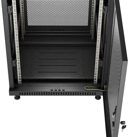 19" 18U 600 × 800 Juodas FLOOR-STANDING RACK CABINET WITH GLASS DOOR, LANBERG (FLAT PACK)