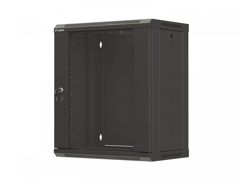 Lanberg szafa instalacyjna rack wisząca 19" 12u 540x350 juoda drzwi przeszklone (flat pack)
