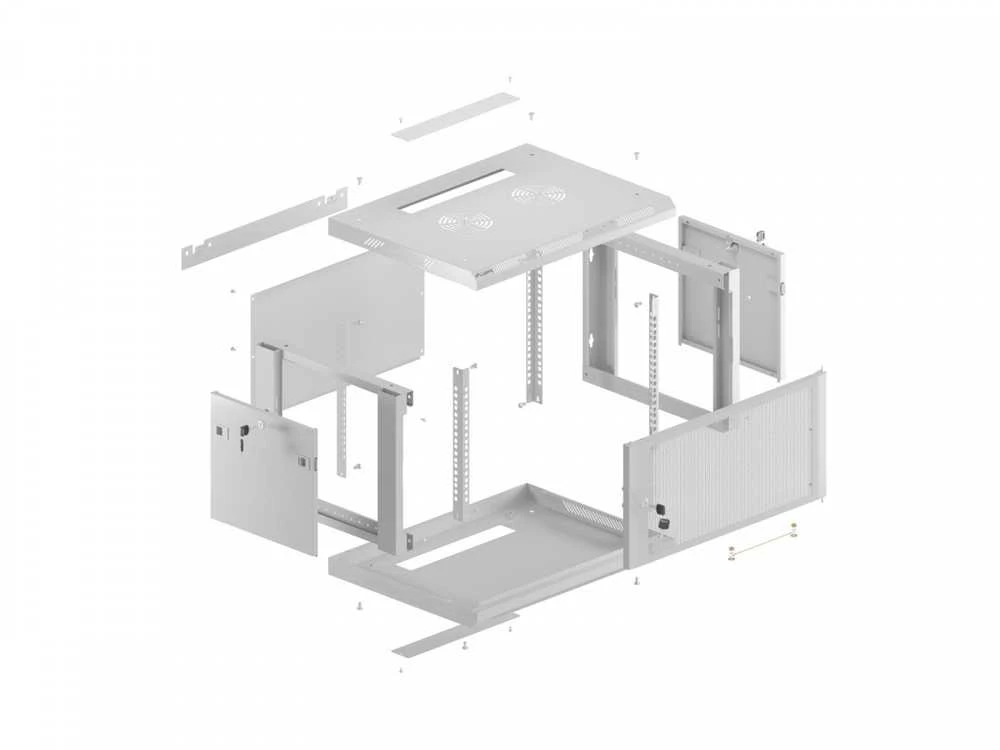 Lanberg prie sienos montuojama instaliacinė spintelė 19" 9U 600X600 | WF01-6606-23S | Pilkas