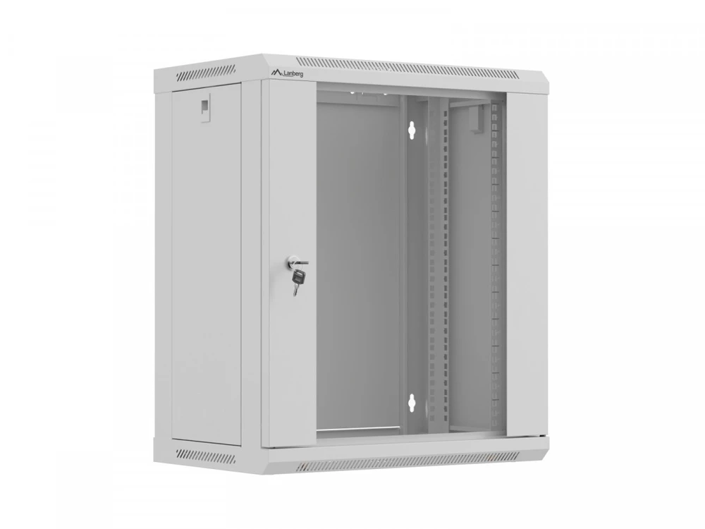 Lanberg pakabinama rack spinta 19" 12U 540X350 pilka, stiklinės durys