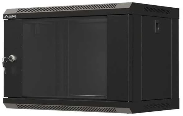 Lanberg szafa instalacyjna rack wisząca 19" 6u 540x350 juoda drzwi przeszklone (flat pack)