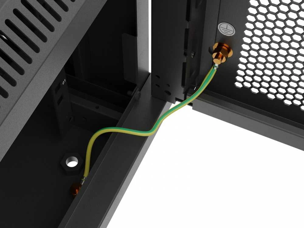 Lanberg sieninė rack spintelė 19" 9U 600x600 juoda perforuotos durys