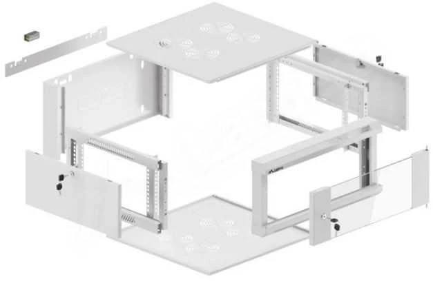 LANBERG 19" 4U 600 pilkų stiklinių durų Rack instaliacinė spintelė (surinkta)