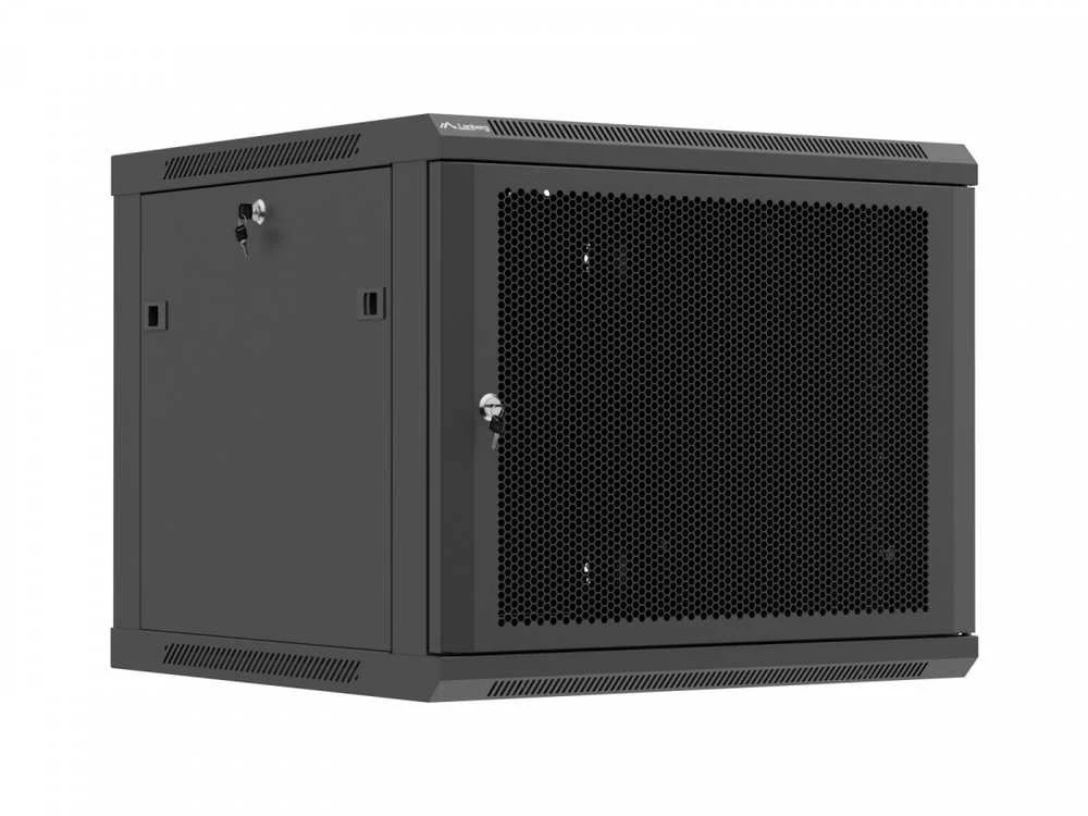 Lanberg sieninė rack spintelė 19" 9U 600x600 juoda perforuotos durys
