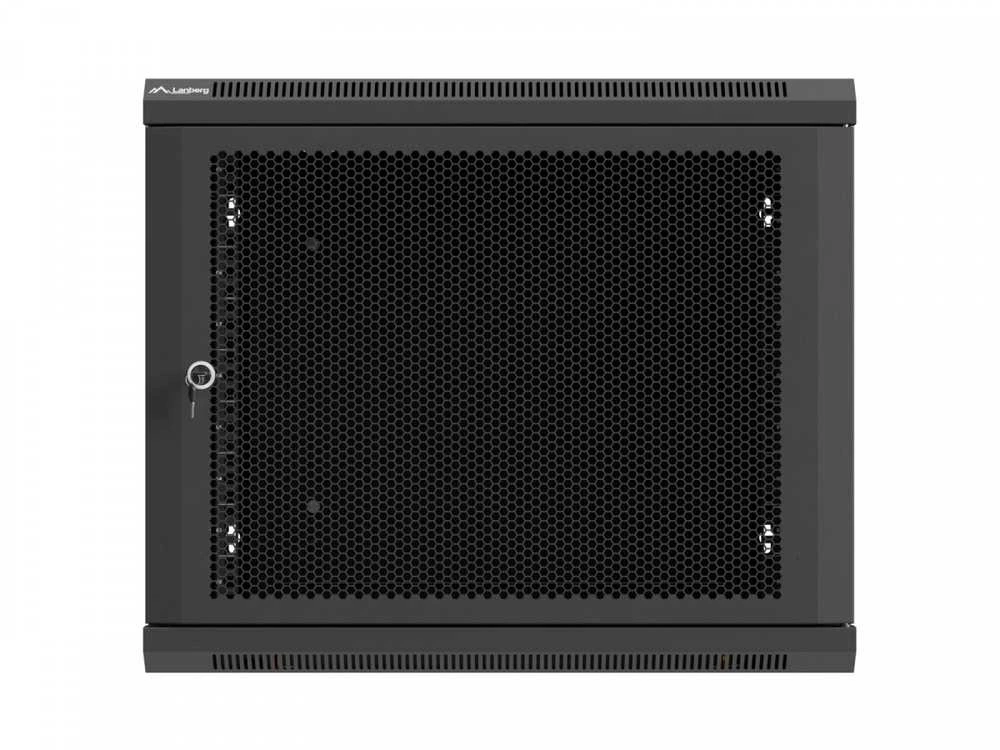 Lanberg sieninė rack spintelė 19" 9U 600x600 juoda perforuotos durys
