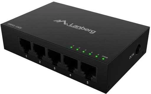 Šakotuvas LANBERG DSM1-1005 SWITCH 5X 1GB/S UNMANAGED GIGABIT ETHERNET DESKTOP 12V (METAL CASE)