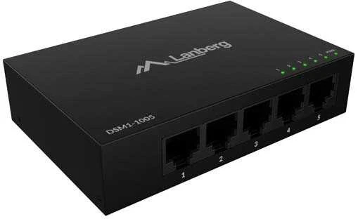 Šakotuvas LANBERG DSM1-1005 SWITCH 5X 1GB/S UNMANAGED GIGABIT ETHERNET DESKTOP 12V (METAL CASE)