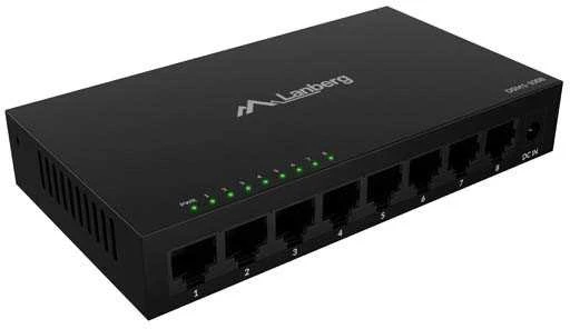 Šakotuvas LANBERG DSM1-1008 SWITCH 8X 1GB/S UNMANAGED GIGABIT ETHERNET DESKTOP 12V (METAL CASE)