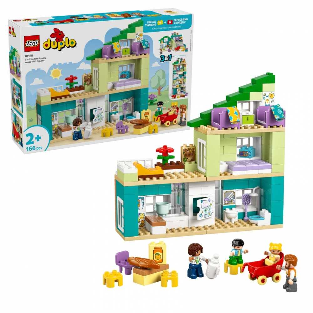 LEGO® DUPLO Modernus šeimos namas 3 viename su figūrėlėmis 10470