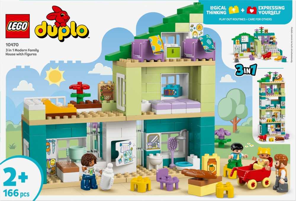 LEGO® DUPLO Modernus šeimos namas 3 viename su figūrėlėmis 10470