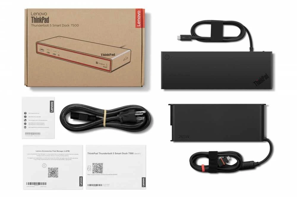 „Lenovo ThinkPad Thunderbolt 5 Smart Dock 7500“ – ES | „DisplayPorts“ kiekis: 2 | HDMI jungčių kiekis: 1 | 180 W