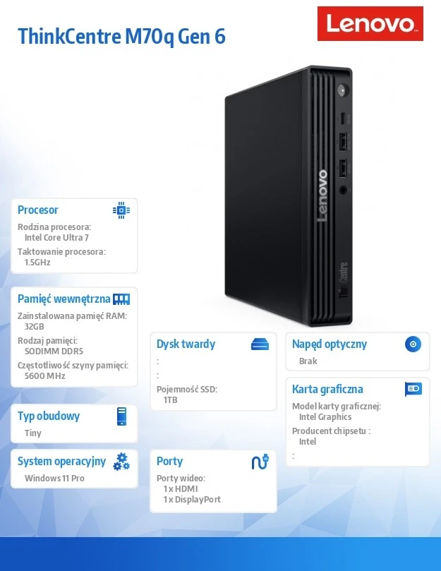 Stacionarus kompiuteris Lenovo M70q G5 U7-265T 32G 1T W11P 3YOS kompiuteris