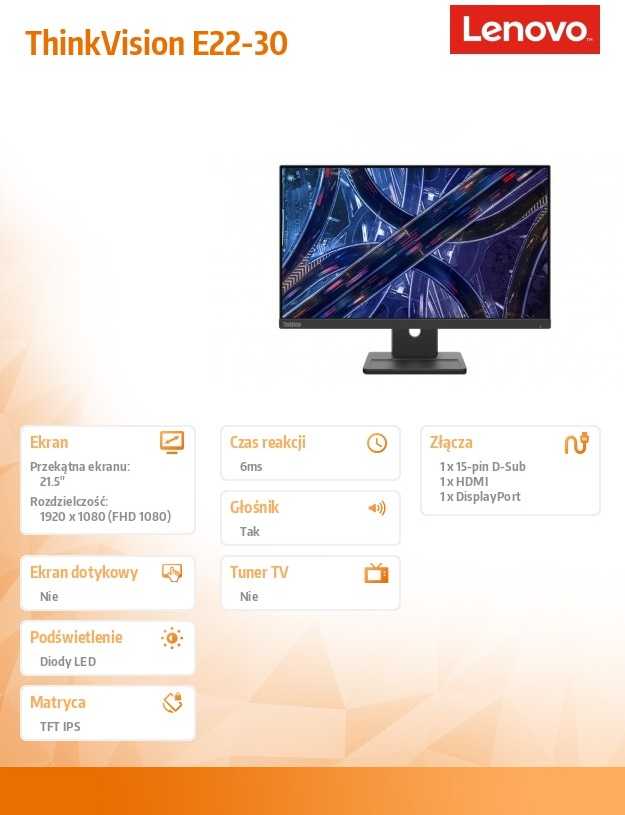 Monitorius Lenovo ThinkVision E22-30