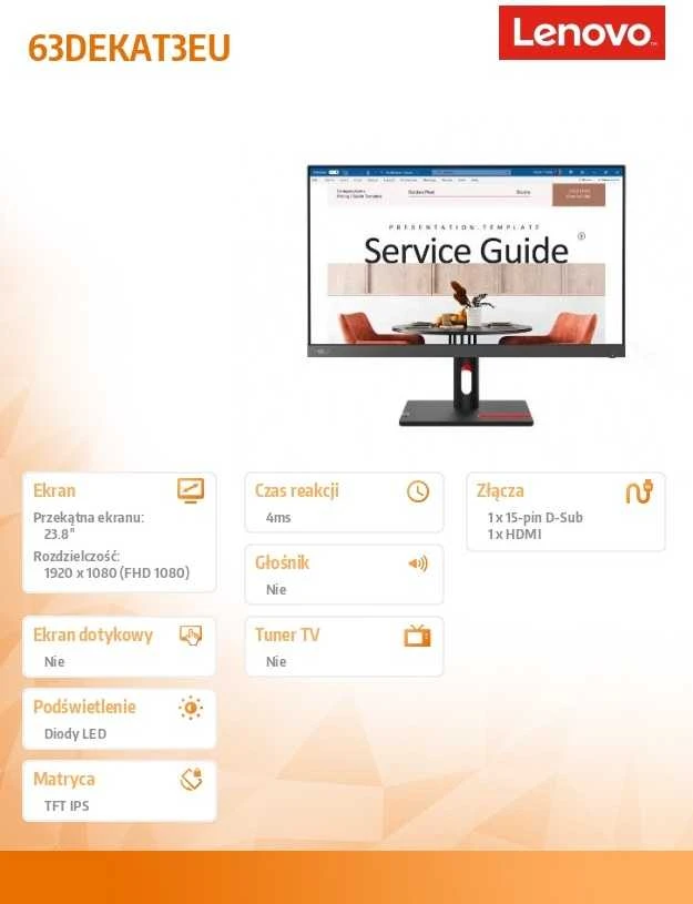 Monitorius „Lenovo ThinkVision S24i“ – 100 Hz | „Full HD“ | 24 colių | IPS | 4 ms
