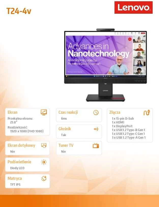Monitorius Lenovo ThinkVision T24V-4V 23.8" FHD IPS