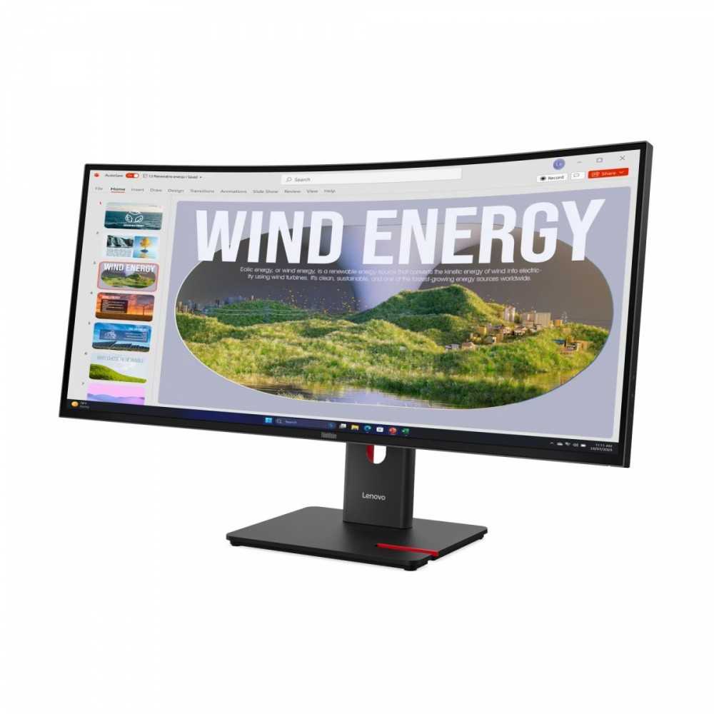 Monitorius Lenovo | ThinkVision | T34WD-40 | 34 " | VA | 21:9 | 120 Hz | 4 ms | 3440 x 1440 pikselių | 300 cd/m² | HDMI jungtys quantity 1 | Eclipse juodas | Garantija 36 mėn.