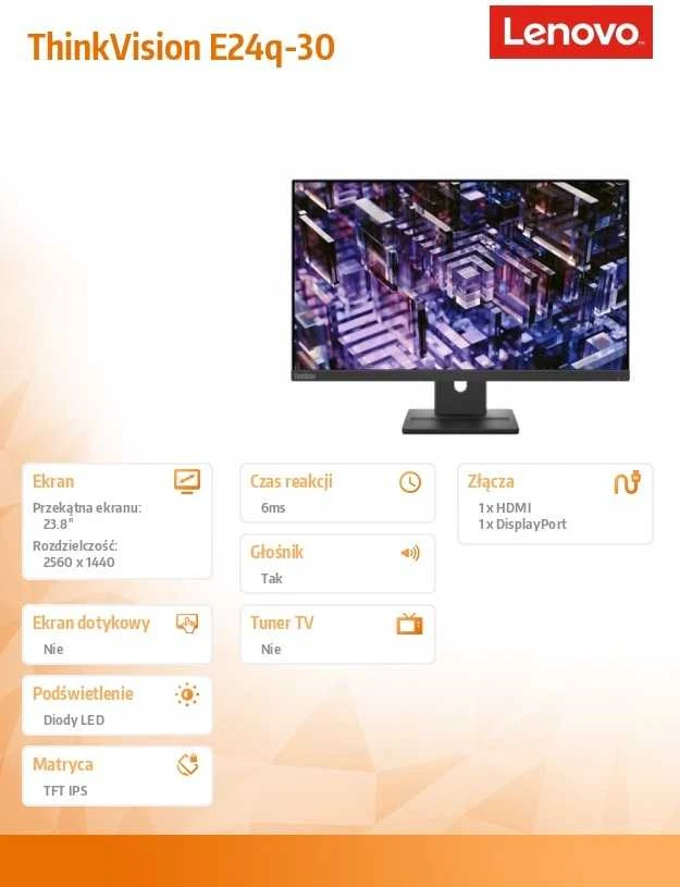Monitorius Lenovo ThinkVision E24q-30