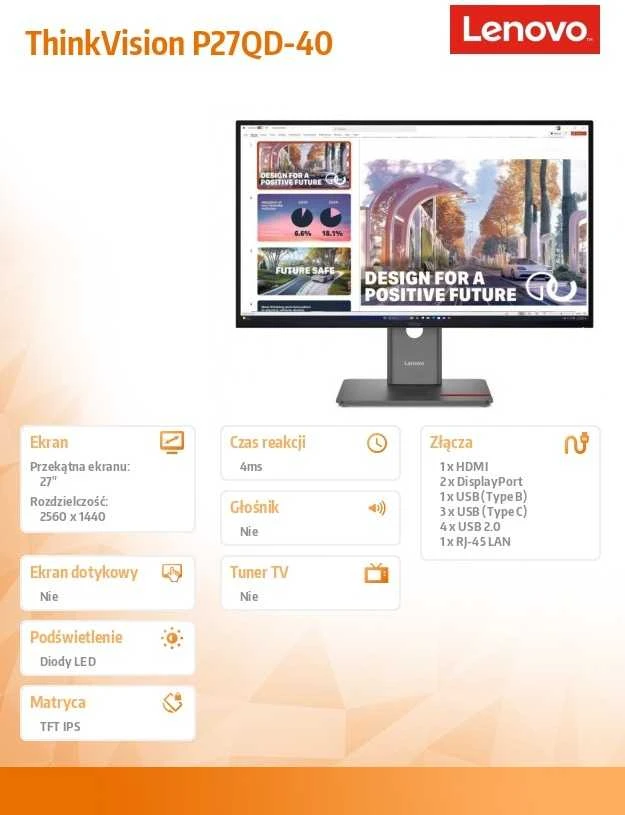 Monitorius Lenovo ThinkVision P27QD-40