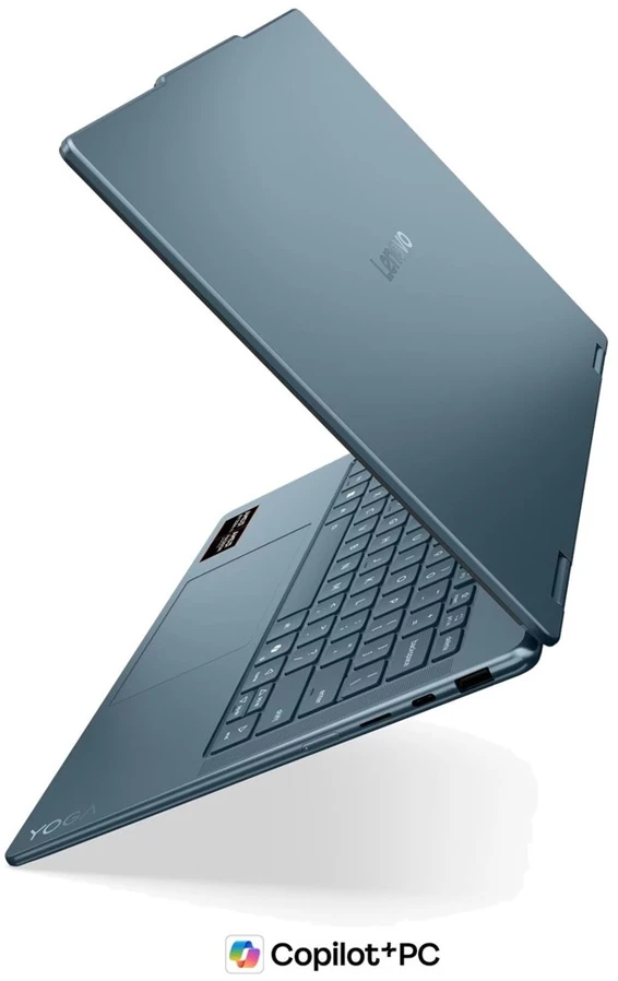 Nešiojamas kompiuteris „Lenovo Yoga 7 Gen 11“ 14AGP11 „Ryzen AI 5 435“, 14 colių WUXGA lietimui jautrus OLED ekranas, 400 nitų, 60 Hz, blizgus, 16 GB LPDDR5X-8000, 512 GB SSD, „Radeon 840M“ vaizdo plokštė, 5.0 MP + IR, 70 Wh, „Windows 11 Tidal Teal“.