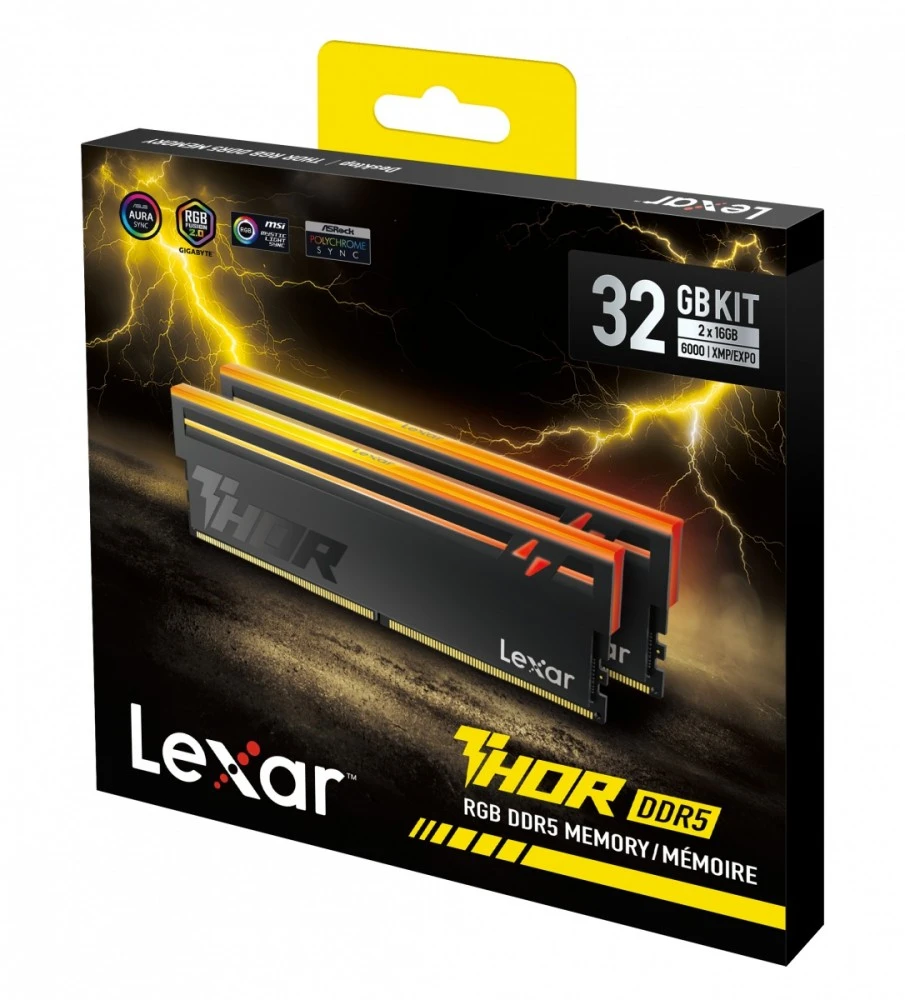 RAM Lexar | THOR | 32 (2x16GB) GB | DDR5 | 3200 MHz | Kompiuteris/serveris | Registracijos Nr. | ECC Nr.