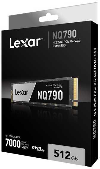 Lexar SSD | LNQ790X512G-RNNNG | 512 GB | SSD form factor M.2 | Solid-state drive sąsaja PCIe Gen 4X4, NVMe | Skaitymo greitis 6400 MB/s | Rašymo greitis 2900 MB/s