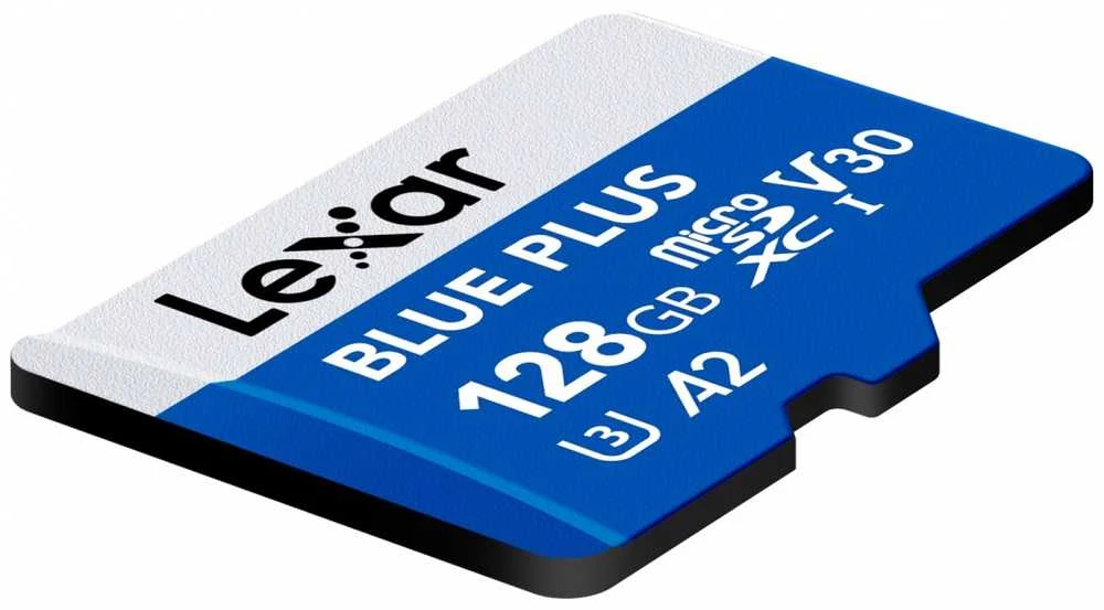 Lexar Micro SDXC Mėlyna Plus UHS-I C10 A2 U3 V30 128GB + SD adapteris