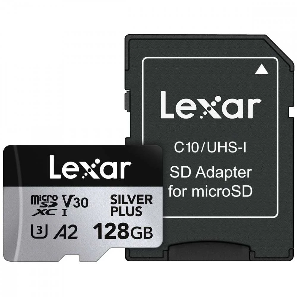Atminties kortelė Lexar Sidabrinis PLUS | 128 GB | Micro SDXC | Flash atminties klasė 10