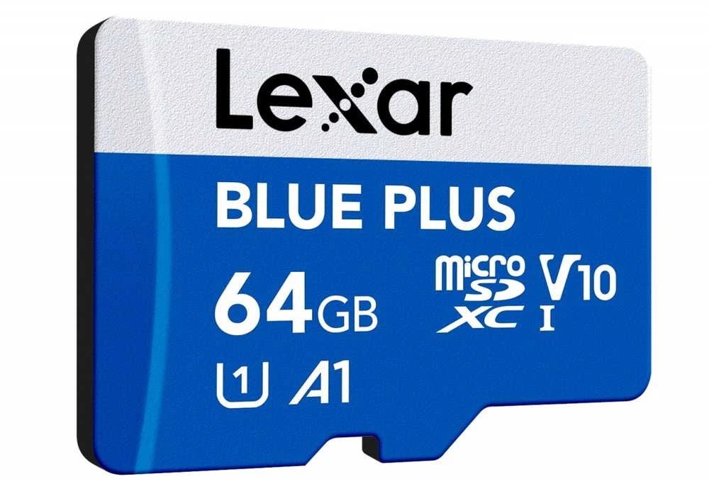 Atminties kortelė Mėlyna Lexar Micro SDXC Mėlyna Plus UHS-I C10 A1 U1 V30 64GB + SD adapteris