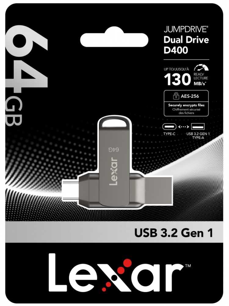 Lexar Pendrive dual drive d400 64gb usb-c/a 3.1 130mb/s