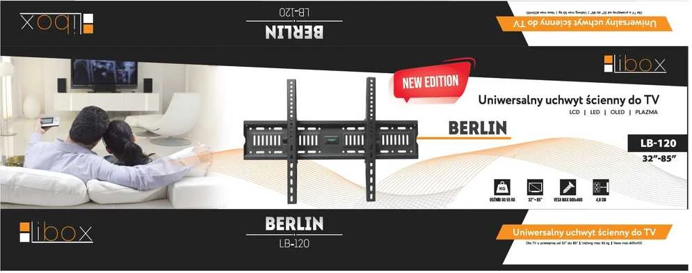 Libox Sieninis laikiklis televizoriui libbox berlin lb-120 (siena; 37" - 70"; maks. 50kg)