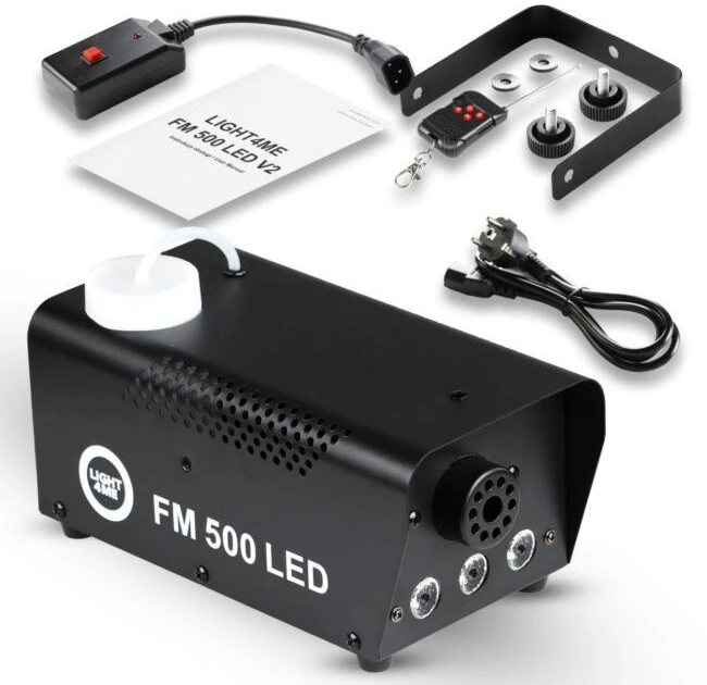 Light4Me FM 500 LED V2 - 500W smoke/fog machine with 3x1W RGB lighting effect