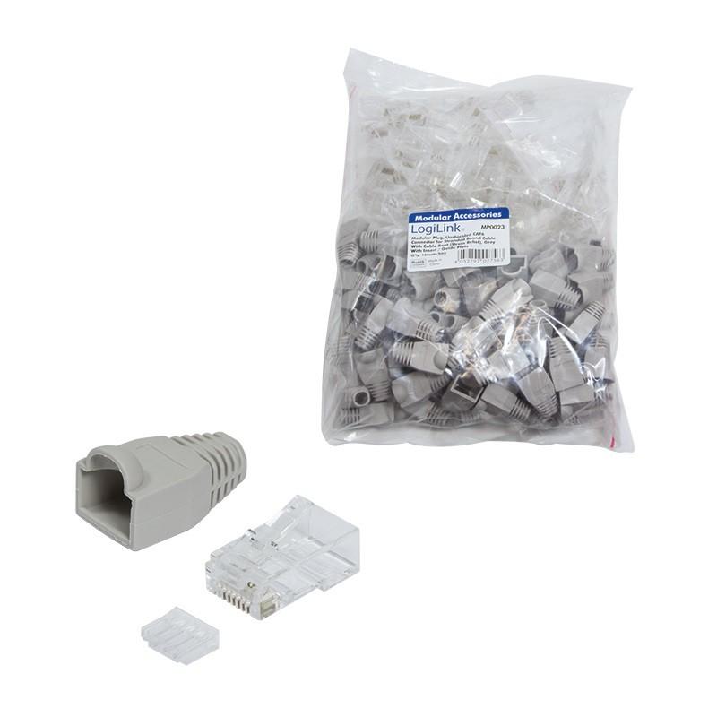 LOGILINK MP0023 LOGILINK - Kištukinė jungtis Cat.6 RJ45 100vnt. komplektas, neekranuotas, pilkas