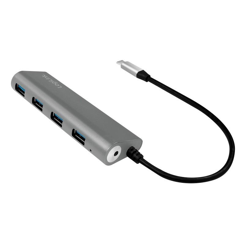 LOGILINK UA0309 LOGILINK- USB-C 3.1 šakotuvas, 4 portai, aliuminio korpusas, pilkos