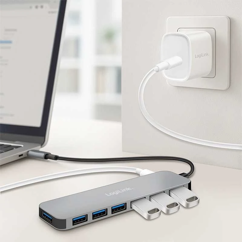 LogiLink 7 prievadų USB3.2 šakotuvas, USB-A, 5 Gbps, 20 W PD