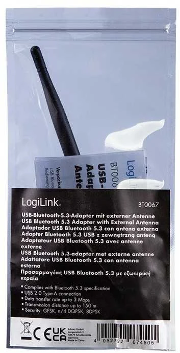 „LogiLink“ USB-A „Bluetooth 5.3“ adapteris, USB 2.0, su antena