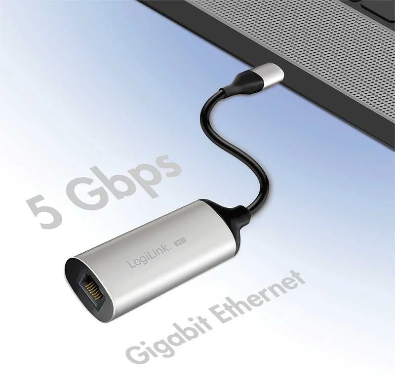 LogiLink USB-C į RJ-45 adapteris prijungtas prie kompiuterio