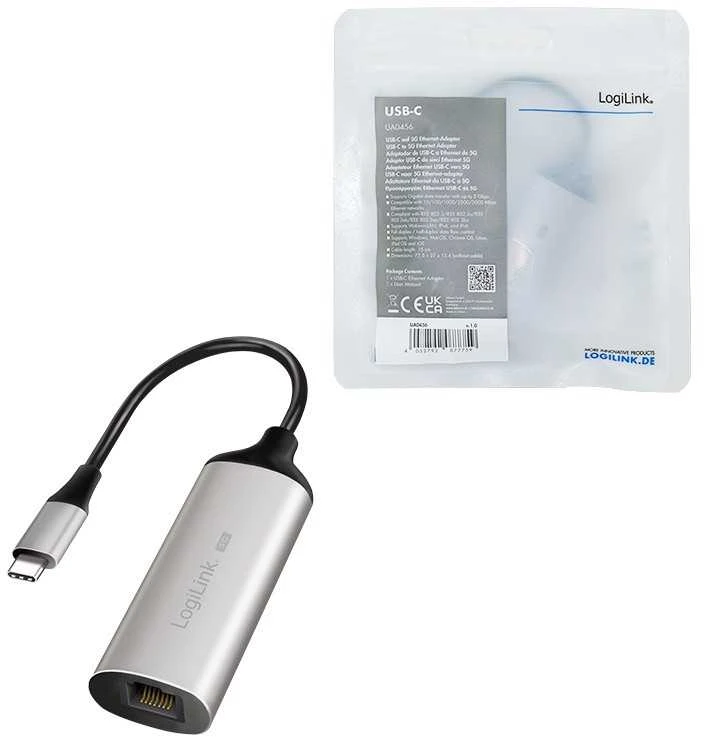 Adapteris USB LogiLink USB-C - RJ-45 Sidabrinė (UA0456)