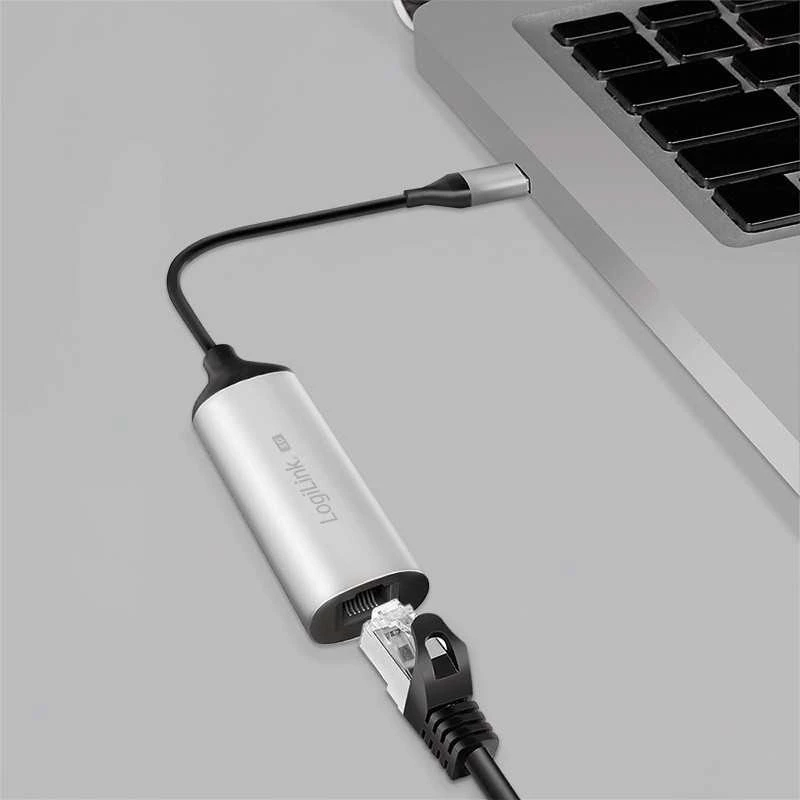 Adapteris USB LogiLink USB-C - RJ-45 Sidabrinė (UA0456)