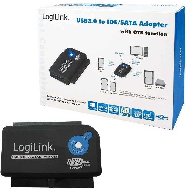 LOGILINK AU0028A LOGILINK – USB 3.0 į IDE ir SATA adapteris su OTB