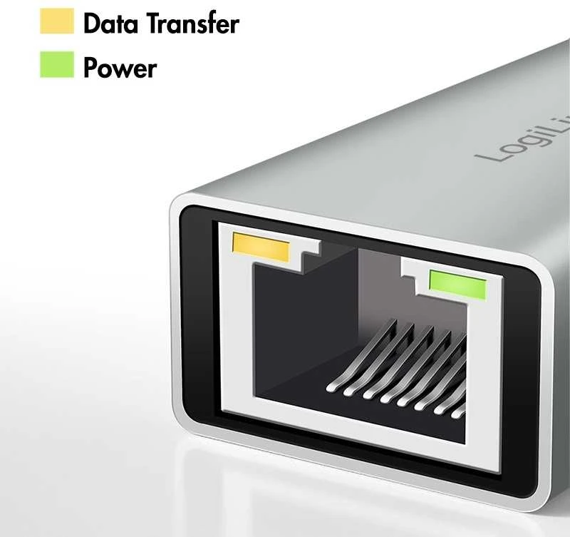 LogiLink adapteris: RJ45 prievadas su LED indikatoriais