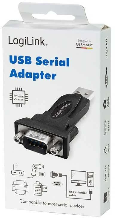 LOGILINK AU0002F USB2.0 adapteris USB-A/M į DB9/M Win11