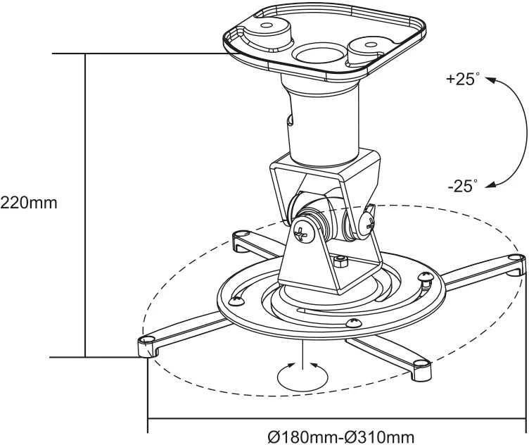 Logilink BP0003 Projektorius mount, lubinis laikiklis, universal, 220 mm, baltas | Logilink