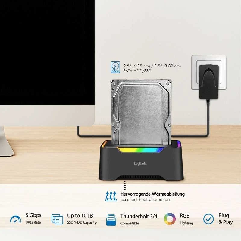 LogiLink Doko stotelė usb-c do hdd/sdd 2.5/3.5'