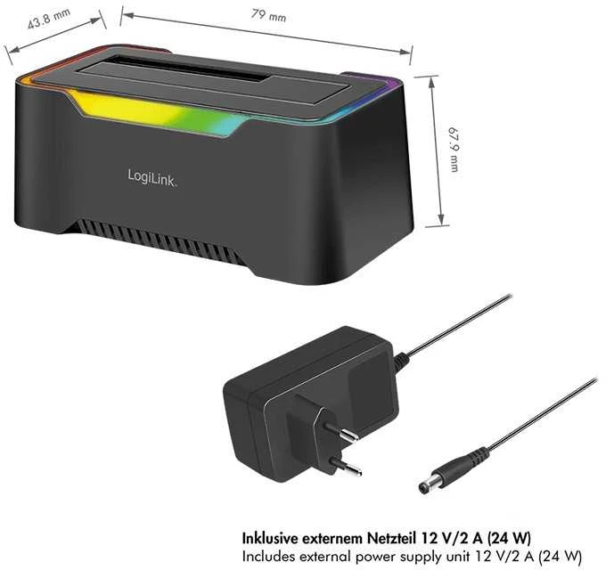 LogiLink Doko stotelė usb-c do hdd/sdd 2.5/3.5'