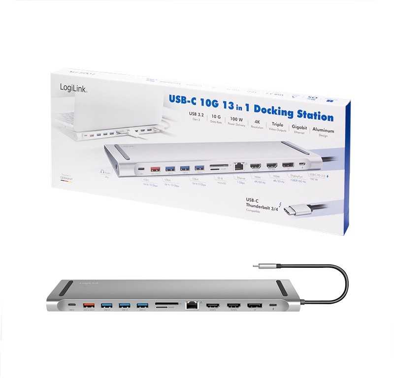 LogiLink Doko stotelė usb3.2 ,usb-c,12-portów, pd
