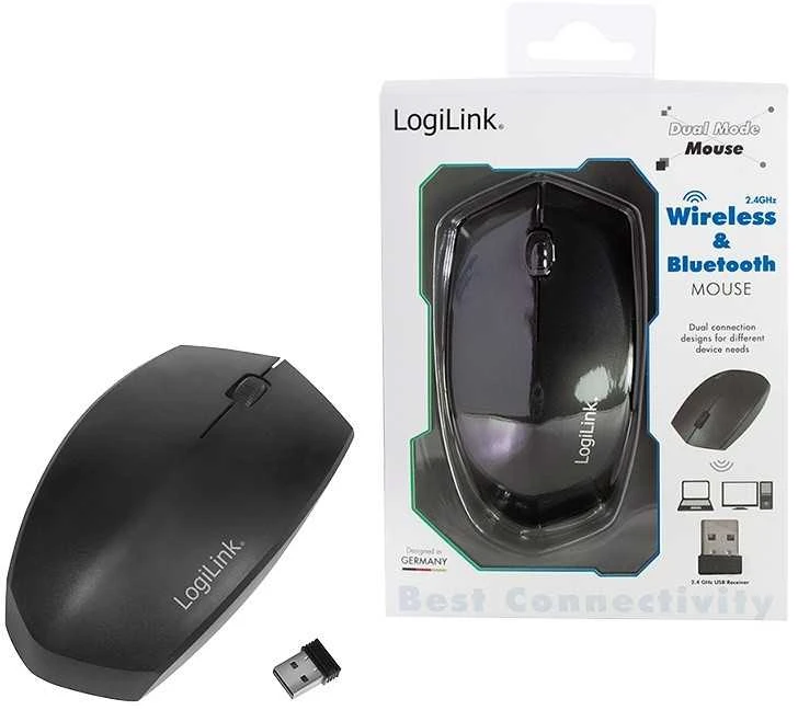 LogiLink ID0191 pelė Bluetooth ir belaidė 2,4 GHz dvigubo režimo, optinė, juoda