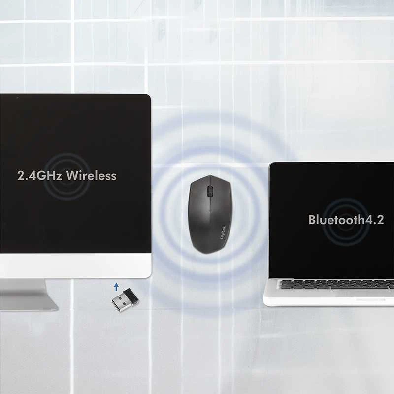LogiLink ID0191 pelė Bluetooth ir belaidė 2,4 GHz dvigubo režimo, optinė, juoda