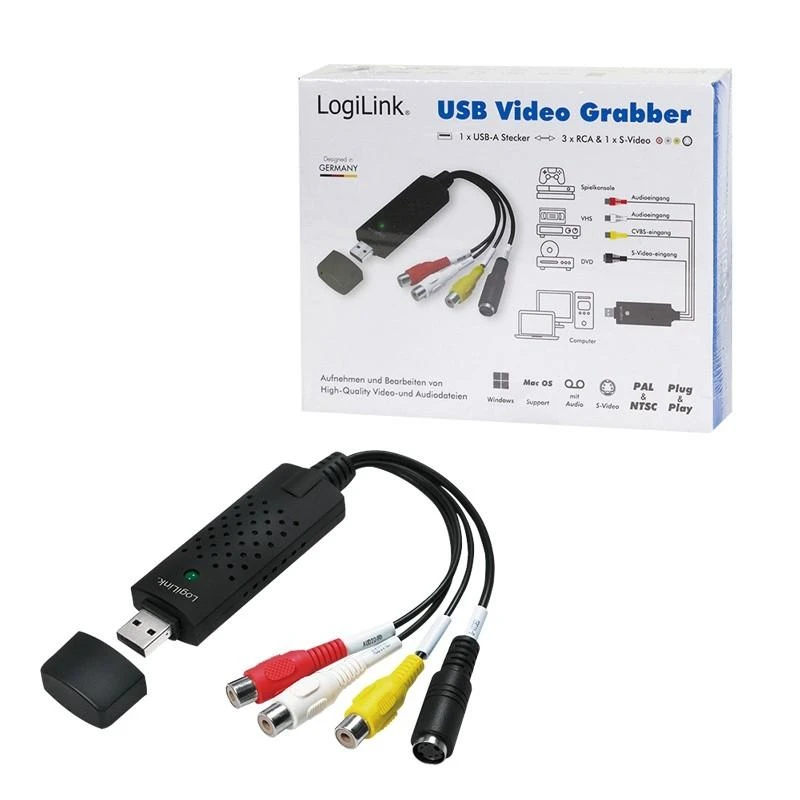 LogiLink Prisijungti | USB 2.0 A/V griebtuvas, USB-A/M iki 3x RCA + Mini-DIN 5/F, Windows 11 | VG0030 | USB-A, USB 2.0 (vyriškas) | 3x RCA (moteriška)